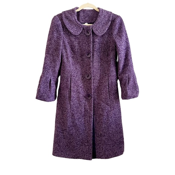Boden Jackets & Blazers - Boden Purple Tweed Coat Size 4